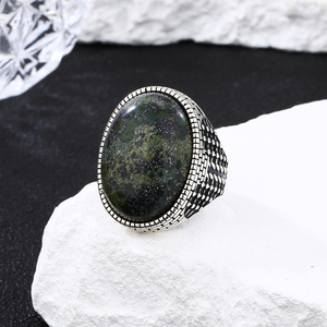 Hot Popular Wholesale Vintage Obsidian Natural <strong>Turquoise</strong> Gemstone Green Crystal <strong>Ring</strong> for Men Luxury Jeweley <strong>Ring</strong> - Product Image 6