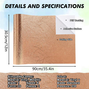 Rollo de vinilo de decoración publicitaria autoadhesivo con textura de lana de algodón dorado y plateado de cobre, 12 pulgadas * 35,4 pulgadas para plotter de corte - Product Image 2