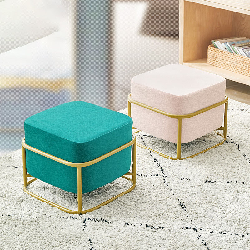 LH-039 гостиная пуфом с золотой Готовые табурет для гостиной Розовый бархат круглый психического стул табурет обуви