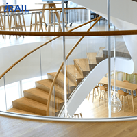 Rampe d'escalier en acier inoxydable avec verre trempé, système de balustrade moderne intérieur/extérieur, main courante d'escalier droite sur mesure