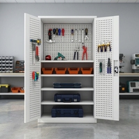 Armoire à outils robuste en acier, armoire de rangement pour garage, organisateur à panneaux perforés, armoire mobile verrouillable pour atelier