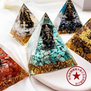 Bán buôn trắng tinh thể thần loạt bức tượng nhỏ xuyên biên giới nóng bán tinh thể tự nhiên kim tự tháp Khắc Đồ trang trí keo giảm - Product Image 2