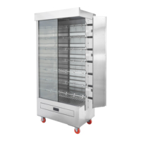 Rôtissoire à poulet électrique professionnelle en acier inoxydable 3/7 broches avec porte vitrée pour restaurant et supermarché (KJ-7CE)