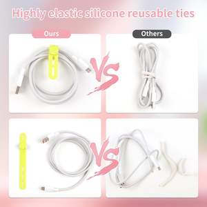Jiaen再利用可能なシリコンケーブルタイ高弾性コードラップオーガナイザー電気コード電話充電器イヤホンリリース可能 - Product Image 4