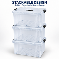 Conteneur de rangement transparent grande capacité 65L en plastique PP pour la buanderie, les serviettes et le linge