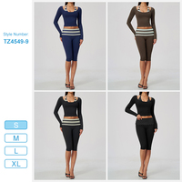 Ensemble de yoga TZ4549-9 pour femme, séchage rapide, rembourrage amovible, coupe ajustée, effet superposé, contrôle du ventre et rehaussement des fesses
