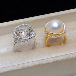 แหวนเงินแท้ S925 ปรับขนาดได้ พร้อมที่ใส่มุกขนาด 14-15 มม. รุ่น JG5130-อุปกรณ์และส่วนประกอบสำหรับทำเครื่องประดับ - Product Image 2