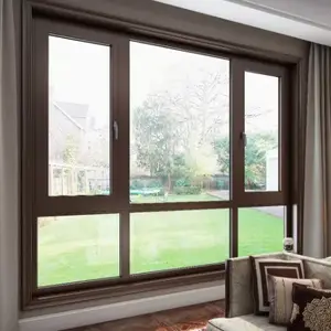Çift camlı alüminyum kasırga darbe pencereler açık ses geçirmez cam pencereler enerji verimli kanatlı pencere satılık