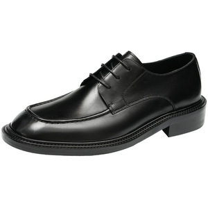 2026 Business Slip-On Shoes-Genuine Leather Handmade Waterproof Steel Toe Square Toe Men's Shoes Drop Shipping - Product Image 1