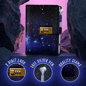 Design della galassia scura di <span class=keywords><strong>dimensioni</strong></span> <span class=keywords><strong>A5</strong></span> con serratura con serratura con blocco con chiusura a penna con blocco diario con blocco in pelle sintetica con blocco - Product Image 2