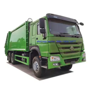 RHD中国重汽豪沃10吨压实机垃圾车中国重汽18cbm 20cbm垃圾压实机卡车销售加纳