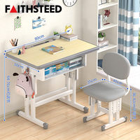 Bureau d'étude pour enfants en gros avec chaise, base à double barre et compartiment de rangement pour utilisation en classe scolaire