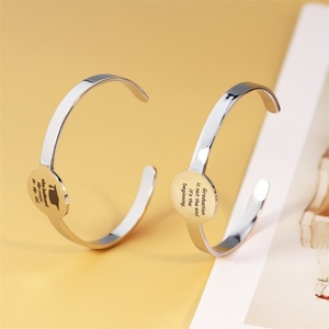 New Design Graduation Gift Friendship Bracelet Stainless Steel <b>Engraved</b> Open Cuff Bracelet <b>Bangles</b> - Product Image 3