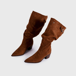 Bottes de cow-boy occidentales à talons hauts, à bout pointu, à fermeture éclair, de haute qualité, en gros, talons épais, bottes à tube long pour femmes - Product Image 2