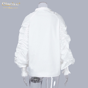 Clacive 2020 de moda de verano de las mujeres traje de mangas blanco camisa blusa diseños blusas de las señoras - Product Image 4