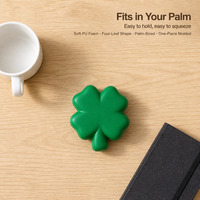 Jouet anti-stress trèfle à quatre feuilles en PU avec logo personnalisé, idéal pour la Saint-Patrick – Cadeau promotionnel
