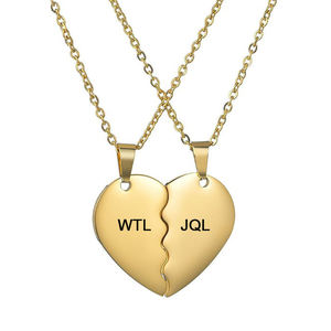 Kalung Hati Rusak Berlapis Emas 18K dari Baja Anti Karat untuk Pasangan, Perhiasan Fashion Liontin Cinta untuk Pasangan - Product Image 3