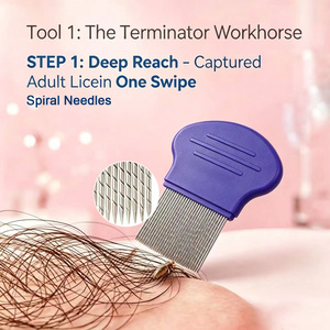 Juego de 4 Peines para Piojos de Acero Inoxidable - Peines de Doble Cara para Eliminar <span class=keywords><strong>Pulgas</strong></span> y Huevos de Piojo, Peines de Dientes Finos para el Cuidado del Cabello de Niños y Mascotas - Product Image 2