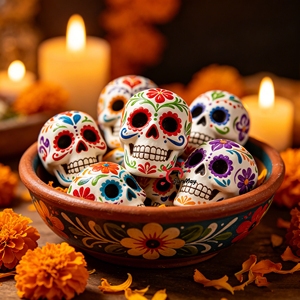 Exquisitas Calaveras de Azúcar Pintadas a Mano en Resina, Recuerdo <span class=keywords><strong>Mexicano</strong></span>, Adorno Vibrante para Mesa de Halloween, Regalo Cultural Tradicional - Product Image 5