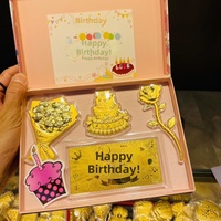 CHAOSHENG Coffret Cadeau Joyeux Anniversaire en Or Pur 999 de 1,7 Gramme avec Certificat - Design Gâteau d'Anniversaire, Bouquet de Roses, Billet de Banque - Cadeau Idéal