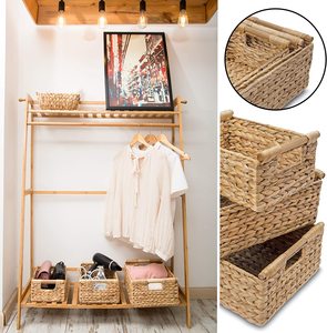 Giỏ Liễu Gai Để Đựng Đồ Giỏ Đựng Lục Bình Hình Chữ Nhật Với Tay Cầm Bằng Gỗ Để Kệ - Product Image 2