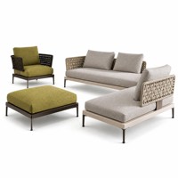 Ensemble de canapés en rotin tressé imperméable haut de gamme pour cour, balcon, patio, villa, hôtel