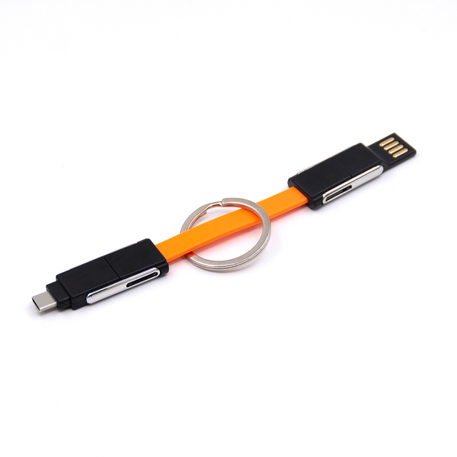 2025 Trending Mini Size Emergency Charging and Data Transfer 4 in 1 Keychain USB Cable for Iphone