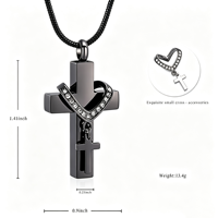 Collier moderne étanche en acier titane écologique avec pendentif médaillon pour urne funéraire et cendres commémoratives