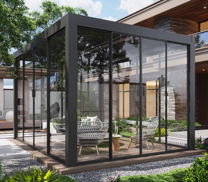 Pergola moderne en acier blanc écologique avec écran rétractable automatique imperméable et matériau PE pour gazebo de jardin - Product Image 3