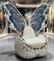 Fauteuil Papillon Moderne en Acier Inoxydable Italien avec Accoudoirs, Tissu, Chaise Simple de Luxe pour Salon, Bureau à Domicile, Villa, Club, Hôtel