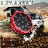 Phare de travail LED rouge vif 7 pouces 51W, 5000 lumens, 9-36V, pour 4x4, projecteur routier, antibrouillard automobile, accessoires auto