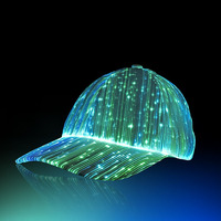 Casquette de baseball en fibre optique LED avec logo personnalisé en gros, arc-en-ciel, luminescence, pour bar, club, promotion d'événements, DJ, danse, concert, souvenir, cadeau