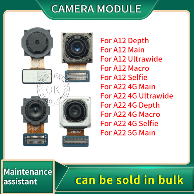 Front Facing Selfie Main Camera For Samsung Galaxy A12 A22 4G 5G A125 A225 A226 Back Telephoto Ultrawide Depth Macro Camera Modu