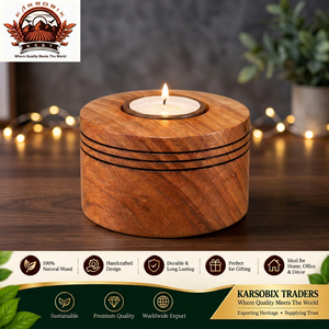 Handmade Wooden <b>Tea</b> <b>Light</b> <b>Holder</b> Rustic Candle Stand Natural Wood Wedding Birthday Easter Home Decor - Product Image 5
