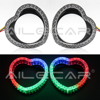 Anneau LED Halo en forme de cœur en cristal acrylique à changement de couleur RVB avec contrôle par application mobile pour la modification des phares de voiture