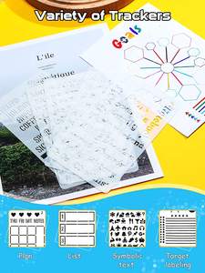 ลายฉลุแบบวารสาร30,ลายฉลุพลาสติกสำหรับวางแผนบันทึกการผลิตที่ดีที่สุดชุดลายฉลุสมุดรายวันแม่แบบการวาดภาพ DIY สำหรับไดอารี่โน๊ตบุ๊ค - Product Image 6