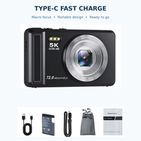 Appareil photo numérique 5K, photographie, caméra vidéo pour vlog, 72MP, zoom 18X, charge rapide type C, mise au point macro, selfie, portable, image CCD