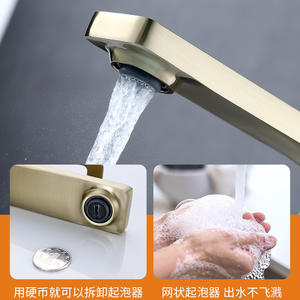 Grifo de Lavabo Morning Dew en Oro Cepillado, Monomando con Válvula de Cerámica, Agua Fría y Caliente, para Baño - Product Image 2