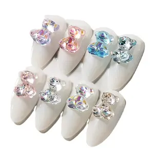Popular trend Cute Bear Design 3D Resin Crystal Clear nail accessories for DIY nail art decoration for Women and Girls