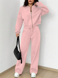 Chaqueta y pantalones de chándal con cremallera completa de talla grande XL para <span class=keywords><strong>mujer</strong></span>, chándal informal de corte holgado para otoño, ropa de salón - Product Image 3