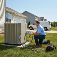 Manifold de service pour climatisation et CVC, avec manomètre double répétition pour le remplissage et l'évacuation de réfrigérant, et tuyau de transfert de réfrigérant, pièces de rechange