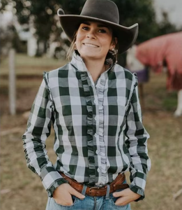 <span class=keywords><strong>Camicia</strong></span> da <span class=keywords><strong>Donna</strong></span> 100% Cotone con Stampa <span class=keywords><strong>a</strong></span> <span class=keywords><strong>Quadri</strong></span> Rosso e Blu Navy, Taglio Femminile su Misura, Bottoni <span class=keywords><strong>a</strong></span> Tutta Lunghezza, <span class=keywords><strong>Camicia</strong></span> Western con Volant alla Moda - Product Image 6