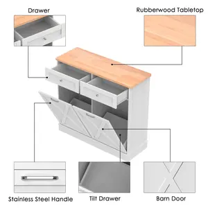 Armoire à ordures à double inclinaison de 10 gallons Armoire de cuisine à porte de grange de style fermier mise à jour - Product Image 6
