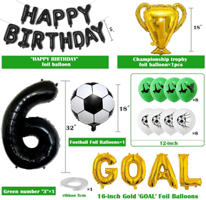 Felice <span class=keywords><strong>6</strong></span> ° compleanno festa di gol campione di calcio trofeo numero lettera palloncini in lamina calcio stampato elio palloncino in lattice set - Product Image 6