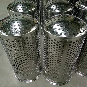 Filtre cylindre en fil d'acier inoxydable perforé, 304 316, personnalisé, 5 pièces