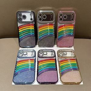 Custodia per telefono Glitter Rainbow Quicksand, <span class=keywords><strong>Cover</strong></span> protettiva galvanizzata per <span class=keywords><strong>iPhone</strong></span> 17 Pro Max e Samsung S25 Ultra - Product Image 1