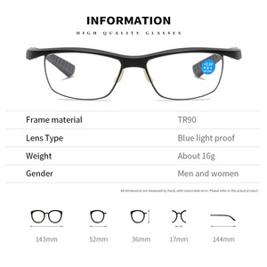 TR90 Degrés Pas Cher À La Mode Cadre Conception Rétro Myopie Hommes Femmes Optique Unisexe Anti Lumière Bleue Lunettes Lumière <span class=keywords><strong>Sport</strong></span> Lunettes de Lecture - Product Image 2