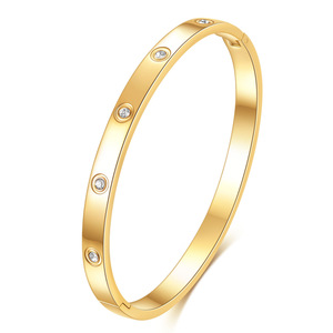 Pulsera Abierta de Acero Inoxidable con Zirconia, Engaste de Bisel de 4mm y 6mm, Joyería Unisex para Regalo - Product Image 1