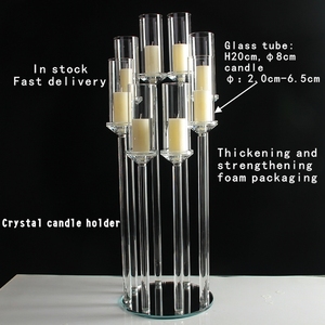 8 Arm Candlestick Transparent Crystal K9 Factory Custom Wholesale Wedding Table Decoration Center Decoration Candle Holder