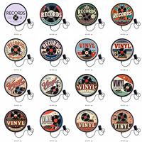 Panneau LED vintage en métal rond, décoration murale artistique sur le thème de la musique et des disques vinyles, pour magasin de disques, salle de musique, studio de DJ, bar, lounge et man cave